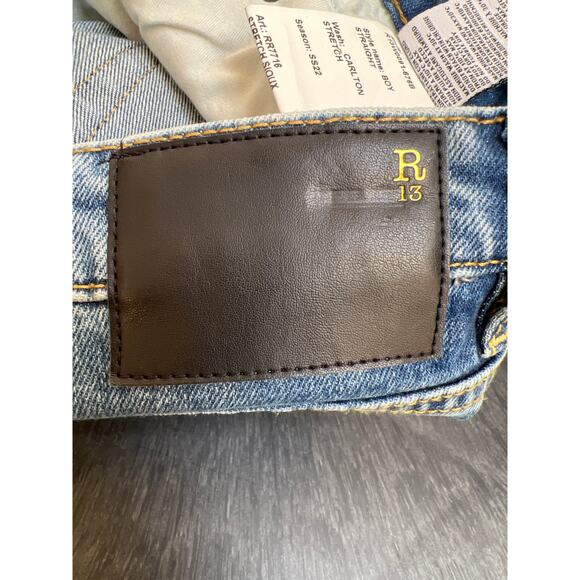 R13 Boy Straight Carlton Stretch Women's Jeans Size 26 Made In Italy - Picture 6 of 6